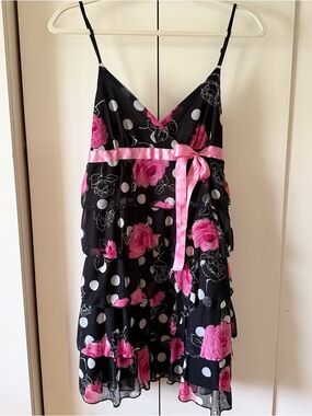 Y2K Charlotte Russe Mini Dress Whimsigoth Polka Dot Tiered Ruffle fairycore goth